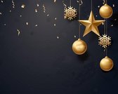 Kerst Kerstballen Zwart/Goud Placemat - Vinyl