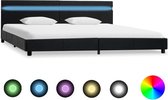 Bedframe Zwart 180x200 cm Kunstleer met LED (Incl LW Led klok) - Bed frame met lattenbodem - Tweepersoonsbed Eenpersoonsbed