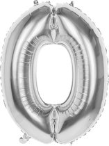 Boland Folieballon Cijfer 0 Latex Zilver 86 Cm