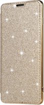 Flip Case Glitter voor Samsung Galaxy S10 - Goud - Hoogwaardig PU leer - Soft TPU - Folio
