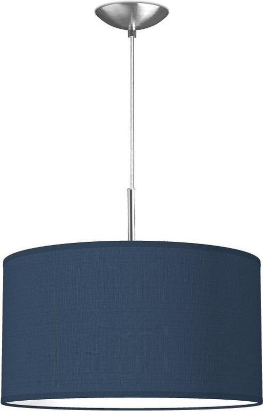 Home Sweet Home hanglamp Bling - verlichtingspendel Tube Deluxe inclusief lampenkap - lampenkap 40/40/22cm - pendel lengte 100 cm - geschikt voor E27 LED lamp - donkerblauw