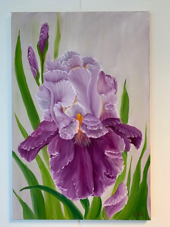 Schilderij Iris paars lila
