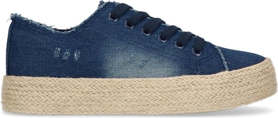 Sacha - Dames - Canvas sneakers met spijkerstof - Maat 37 | bol.com