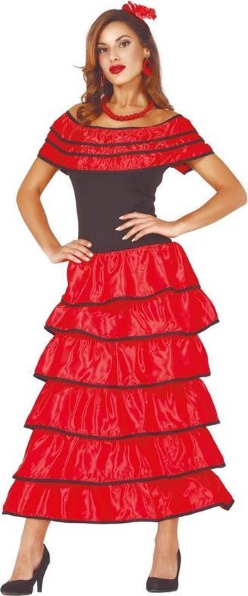 rijk Rationalisatie slaap Spaanse danseres flamencojurk rood/zwart carnaval kostuum voor dames -... |  bol.com