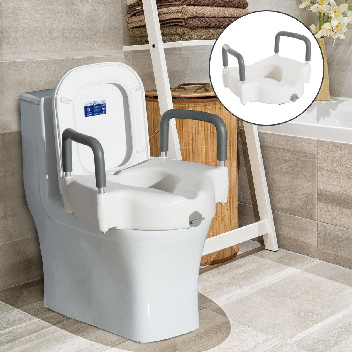 Ergonomische Toiletverhoger Met Armleuningen - Toiletbril WC Verhoger -  Universeel... | bol.com