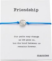 Mannies vriendschapsarmband - 2 stuks - Vriendschaps armband met boodschap! Één voor jou, één voor je vriend(in)! - Meerdere kleuren - Gratis verzending - Vriendschap - Licht Blauw