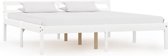 Bedframe Wit 160x200 cm Hout (Incl LW Led klok) - Bed frame met lattenbodem - Tweepersoonsbed Eenpersoonsbed