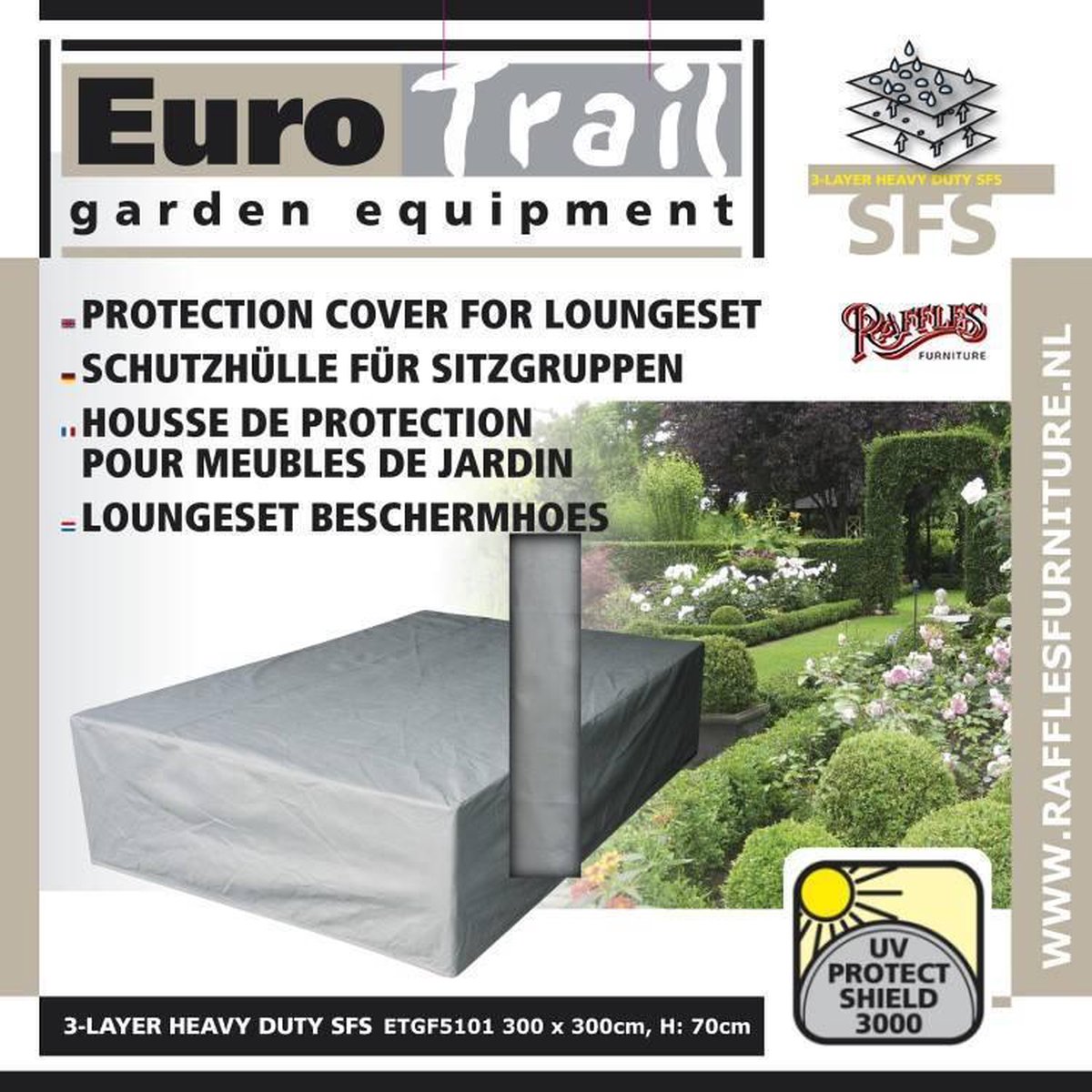 Eurotrail Hoes voor loungeset SFS - 300*300*70cm - Grijs