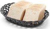 Hendi Geweven Broodmand - Ovaal Broodmandje Riet - Kunststoffen Rieten Broodmand - Zwart - 32x23x(H)5,5cm