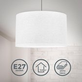 B.K.Licht - Witte Hanglamp - voor binnen - woonkamer - eetkamer - stoffen kap - pendellamp - met 1 lichtpunt - Ø38 cm - E27 fitting - excl. lichtbron