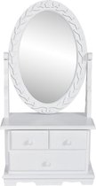 Kaptafeltje Wit met spiegel (Incl LW 3d klok) / Make up tafel / Kap tafel / Make-up tafel