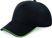 Senvi Puur Katoenen Cap met gekleurde rand - Kleur Zwart/Lime