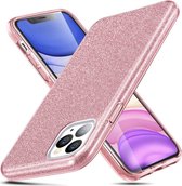 Luxueuze Glitter Hoesje voor Apple iPhone 11 Pro - Roze - Bling Bling cover - Zacht TPU