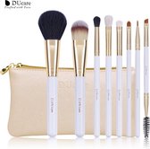 DUcare  - 8 in 1 eyeliner - Make up kwasten set oogschaduw - Foundation kwast - Brush set - Kwasten set makeup - Oogschaduw - Geschenkset - Make up - Luxe opberg etui - Wit - Rose