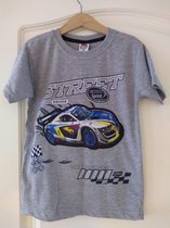Stoer grijs T-shirt met racewagen 128