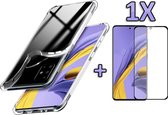 Samsung Galaxy A51 Hoesje - Anti Shock Hybrid Back Cover & Fullscreen Glazen Screenprotector - Transparant