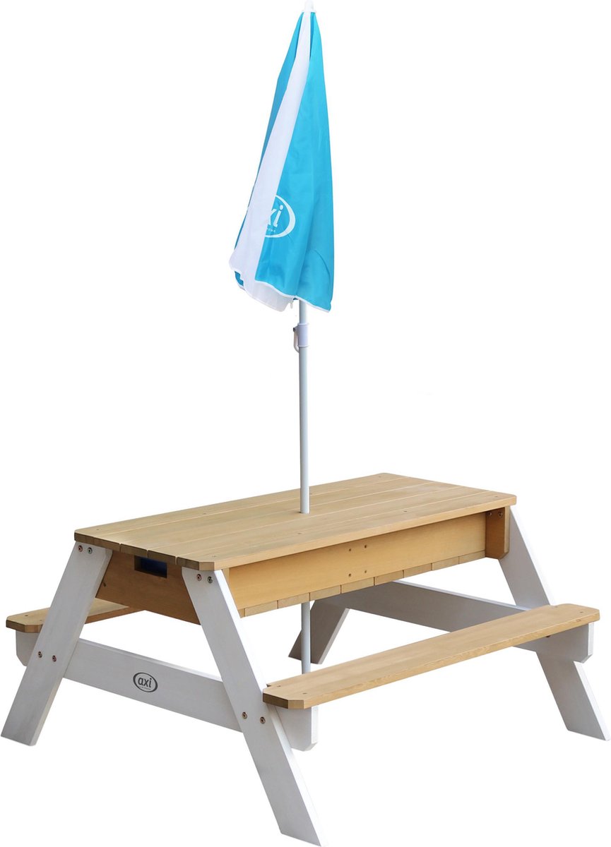 AXI Nick Zand & Water Picknicktafel in Bruin/Wit voor kinderen - Met in hoogte verstelbare Parasol in Blauw/Wit - Multifunctionele Picknick tafel van FSC hout - Picknick tafel voor kinderen van hout — afbeelding 7