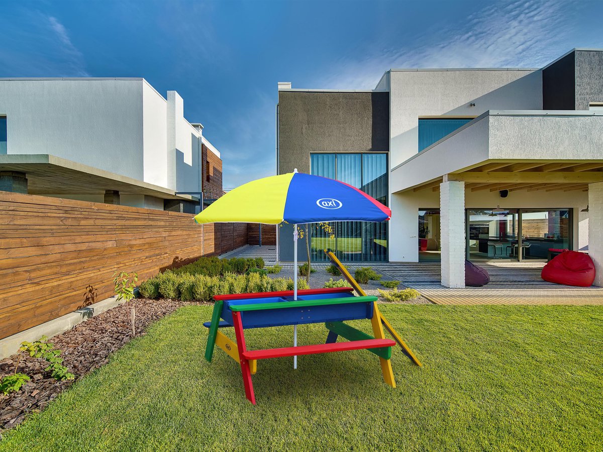 AXI Nick Zand & Water Picknicktafel in Regenboog kleuren - Verstelbare Parasol - FSC hout - Picknick tafel voor kinderen van hout — afbeelding 9