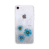 FLAVR iPlate Echte Bloem Julia iPhone 6 6s 7 8 SE 2020 SE 2022 Blauw Case - Blue Case