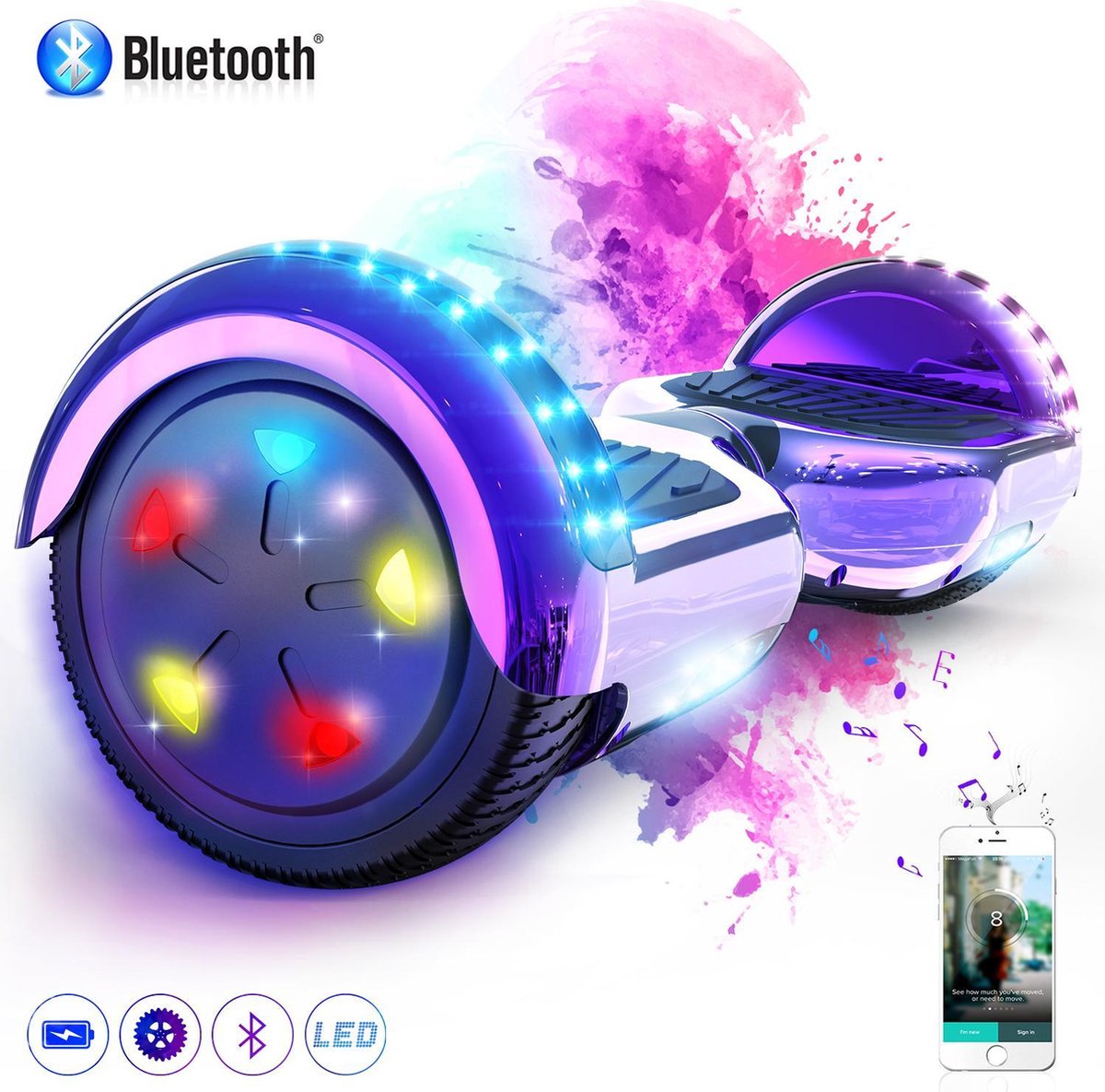 Evercross Hoverboard 6.5 Inch Flits Wielen Bluetooth Speaker LED verlichting bol