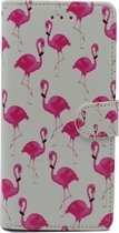 Samsung Galaxy A7 2018 Hoesje - Portemonnee Book Case - Kaarthouder & Magneetlipje - Flamingo