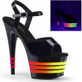 Pleaser Sandaal met enkelband, Paaldans schoenen -36 Shoes- ADORE-709UVLN Paaldans schoenen Zwart/Multicolours