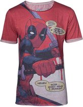Marvel Deadpool Heren Tshirt -L- All Over Print Multicolours/Rood