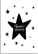 DesignClaud Sweet Dreams - Kinderkamer poster - Zwart wit A2 + Fotolijst wit