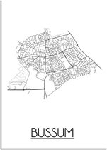 DesignClaud Bussum Plattegrond poster  - A3 + Fotolijst zwart (29,7x42cm)