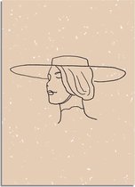 DesignClaud Vrouw met hoed Poster A2 + fotolijst wit