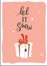 DesignClaud Kerstposter Let it snow - Kerstdecoratie Kleurrijk A4 + Fotolijst wit