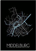 DesignClaud Middelburg Plattegrond poster Zwart A4 + Fotolijst zwart (21x29,7cm)