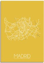 DesignClaud Madrid Plattegrond poster Geel A4 + Fotolijst wit