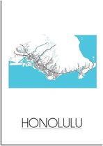 DesignClaud Honolulu Plattegrond poster A4 + Fotolijst zwart