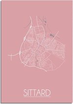 DesignClaud Sittard Plattegrond poster Roze A4 + Fotolijst zwart (21x29,7cm)