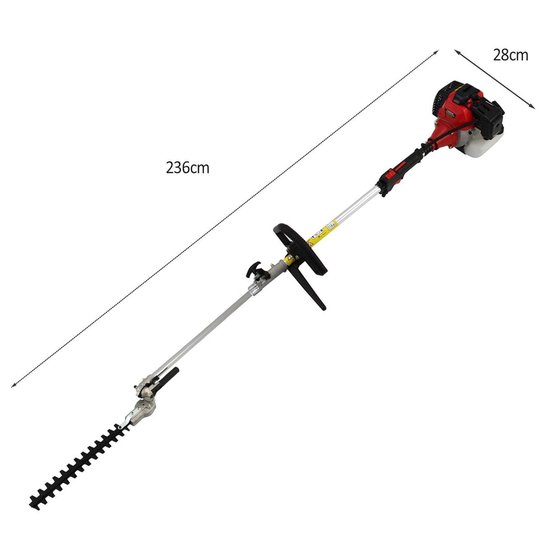 T-Mech - Bosmaaier - 5 in 1 Tuin Multi Tool - 52cc Benzine - Kettingzaag Grasmaaier Heggenschaar - Mes en Draad - Verlengstuk