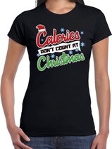 Fout kerstshirt / t-shirt - Calories dont count at Christmas - zwart voor dames - kerstkleding / christmas outfit 2XL