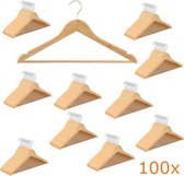 Kledinghangers – met broeklat - hout – garderobehangers – bruin Pak van 100