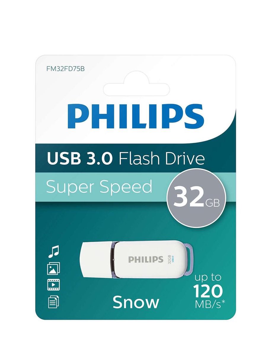 Philips USB stick 3.0 32GB - Snow - Grijs - FM32FD75B