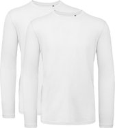 Senvi 2 pack T-Shirt Lange Mouwen Biologisch Katoen - Wit - L