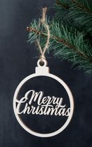 Houten Kerstballen - Merry christmas, sneeuwvlok en kerstboom - 6 stuks