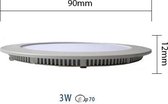 LED Downlight Slim sparing 74mm - Dimbaar - Inbouw Rond 3W - Warm Wit 3000K - Mat Wit Aluminium - Ø90mm