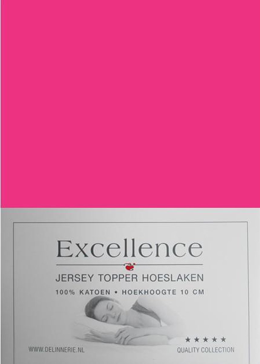 Excellence Jersey Topper Hoeslaken - Tweepersoons - 160x200/210 cm - Fuchsia