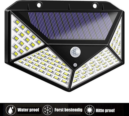 atomair sectie Schande Solar wandlamp 270 graden |100 LED | bewegingssensor|zonne-energie|lamp|  Slimme lamp|... | bol.com