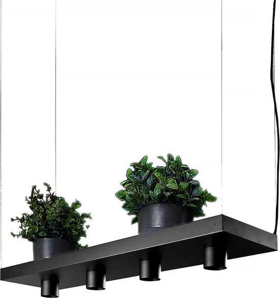 Nowodvorski - Hanglamp Plant 4 lichts L 80 cm B 24 cm zwart | bol.com