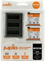 Jupio Value Pack: 2x Battery DJI Osmo Action AB1 1220mAh + Compact USB Triple Charger
