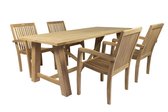 MaximaVida teakhouten tuinset Sunda 200 cm - 1 tafel met 4 stoelen