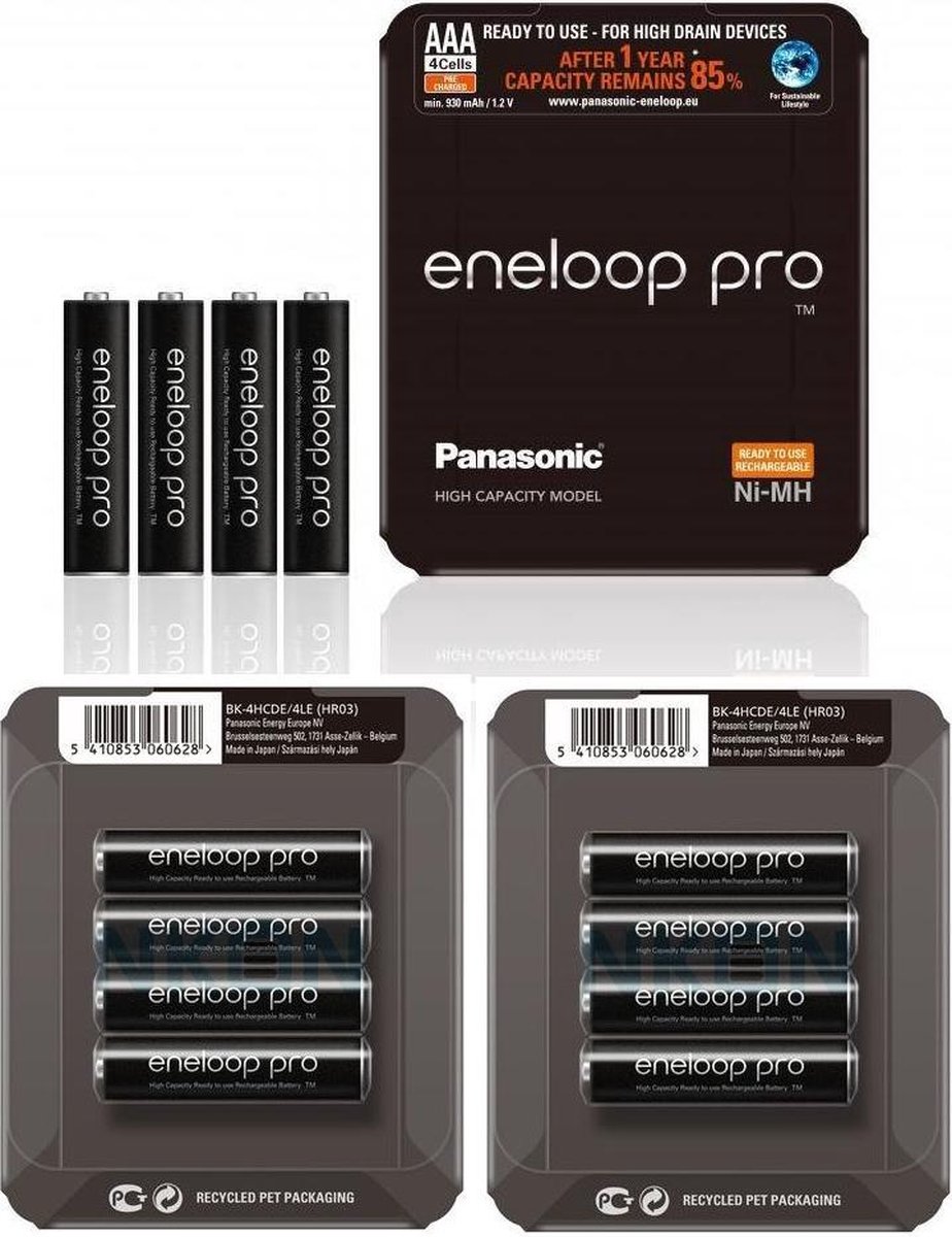 AAA Panasonic eneloop PRO Sliding Box oplaadbare batterij - 12 Stuks (3 Blisters a 4St)