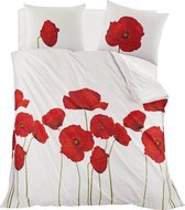 Homéé dekbedovertrekset  poppy rood eenpersoons 140x200/220 +1 sloop 60x70/20 cm 100% Katoen