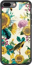 iPhone 8 Plus/7 Plus hoesje glass - Zonnebloemen / Bloemen | Apple iPhone 8 Plus case | Hardcase backcover zwart